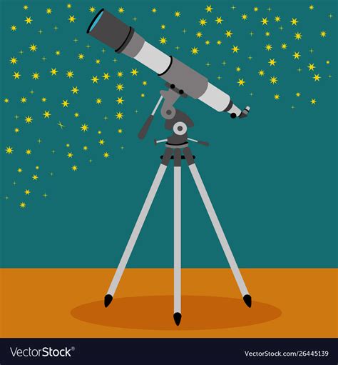 Telescope with a sky stars in background Vector Image