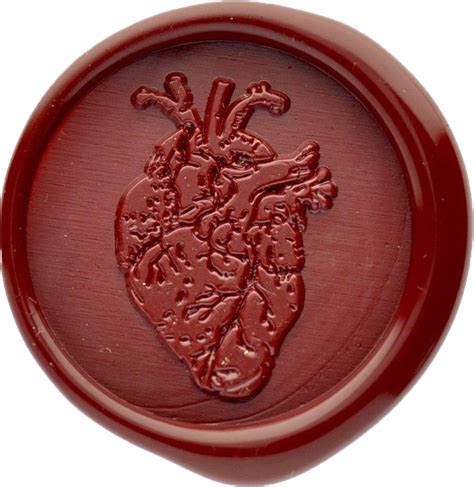 A Red Wax Stamp With A Heart On It