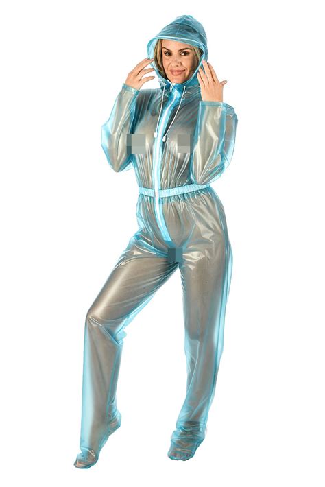 PVC Bodysuit Mit Kapuze Overalls Catsuits PVC Damenbekleidung