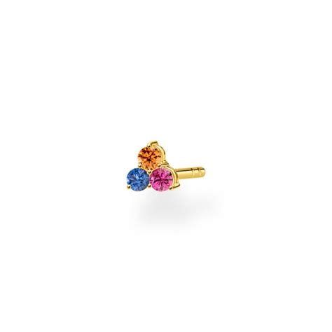 Thomas Sabo Charm Club Einzel Ohrstecker Farbige Steine Gold