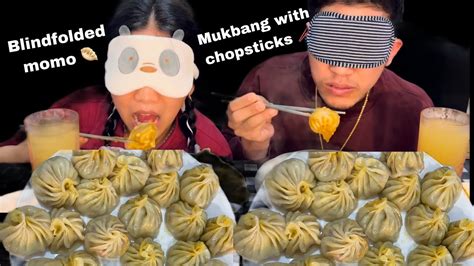 Blindfolded Juicy Momo Mukbang With Chopsticks 🥟🌶️ ⁠juvhivlogs5325