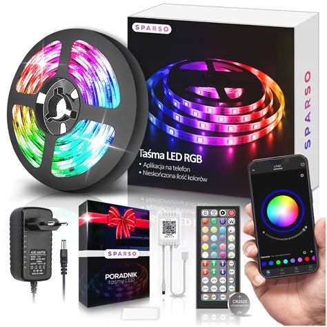 Taśma LED 5M RGB 5050 LEDY Pilot APLIKACJA Bluetooth MUZYKA Zestaw 12V