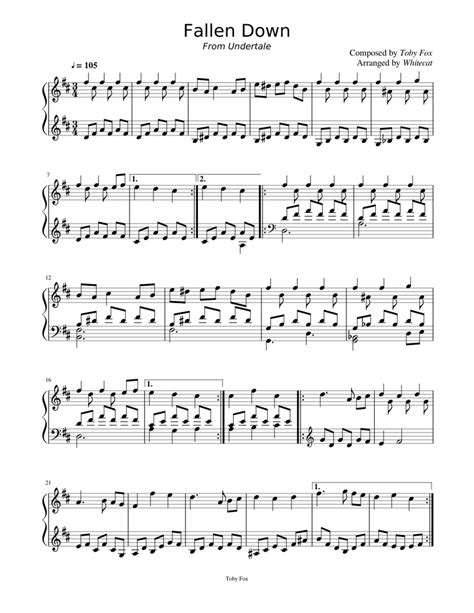 Fallen Down From Undertale Sheet Music For Piano Solo