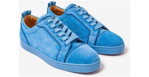 Christian Louboutin Louis Junior Orlato Greek Blue Suede Trainers For