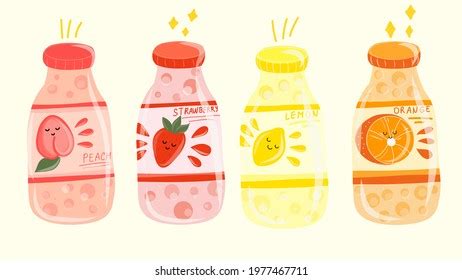 yakult flavored milk bottles aesthetic illustration stock vector