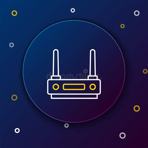 Line Router And Wi Fi Signal Icon Isolated On Blue Background Wireless