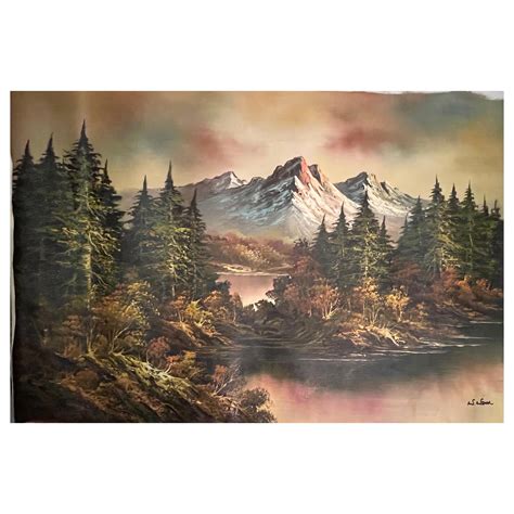 Mountain Forest Sunrise Watercolor Painting For Sale at 1stDibs