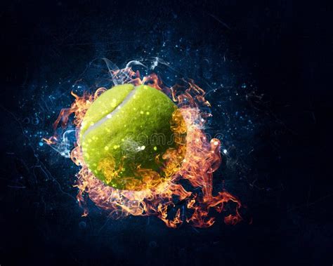 Tennis Ball In Fire Stock Photo Image Of Concept Power 131273316