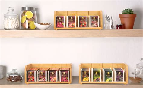 Amazon SPOPSOOD Bamboo Tea Bag Organizer 3 Tier Tea Bag Holder