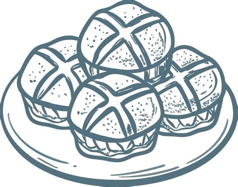Illustration Of Traditional Hot Cross Buns On Plate For Easter Celebration Vector Art