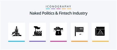 Naked Politics And Fintech Industry Glyph 5 Icon Pack Including Decline