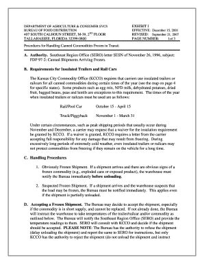 Fillable Online Procedures For Handling Canned Commodities Frozen In