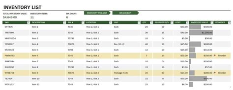 Warehouse Inventory Template In Excel Download Xlsx