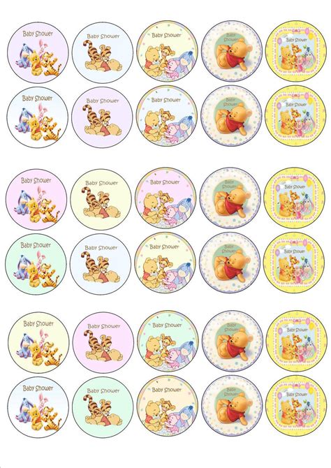 X Baby Shower Winnie Pooh Bear Edible Cupcake Toppers Premium Rice