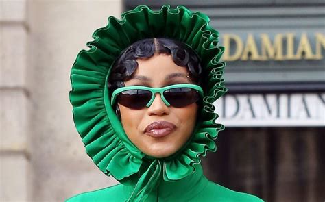 Cardi B Wears Bonnet Top Pleated Heeled Pants At Paris Fashion Week Footwear News