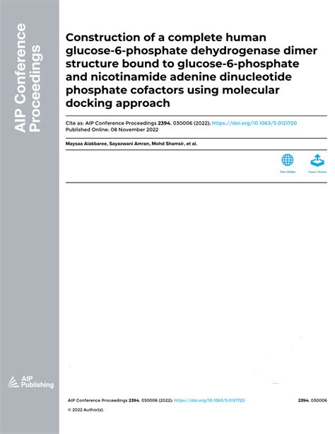 (PDF) Construction of a complete human glucose-6-phosphate ...