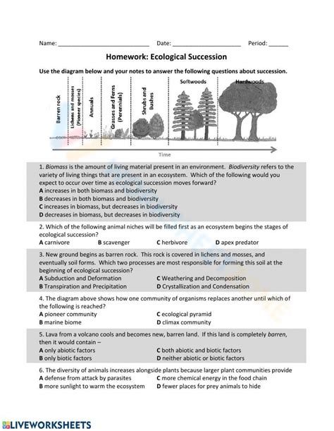 Homework Ecological Succession 1 Worksheet