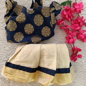 Girls Clothing Blue Golden Ethnic Skirt And Blouse Freeup