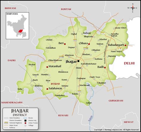 Jhajjar District Map, Haryana, India