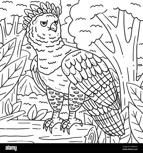 Harpy Eagle Bird Coloring Page For Kids Stock Vector Image And Art Alamy