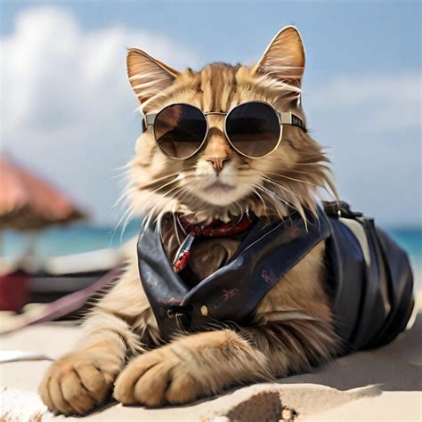 Premium Photo A Cat With Fashion Sunglasses Is Lying On The Roof