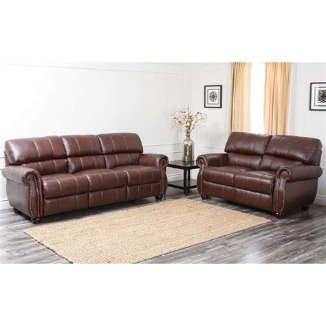 Shop Abbyson Living Ashley Premium Top Grain Leather Sofa And Loveseat