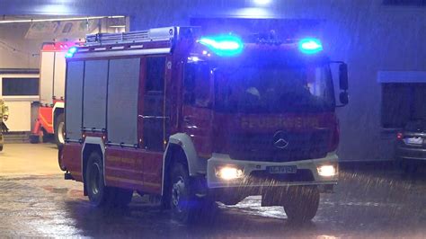 Schweres Unwetter Gesamtwehralarm NEUES HLF20 Einsatzfahrten LZ