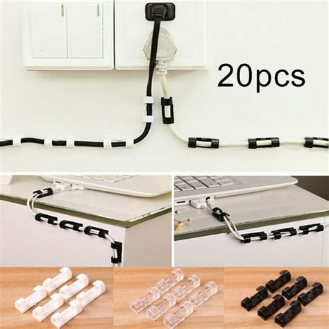 Walbest 20 Pcs Self Adhesive Cable Management Clips Cable Organizers Sticky Wire Clips Cord