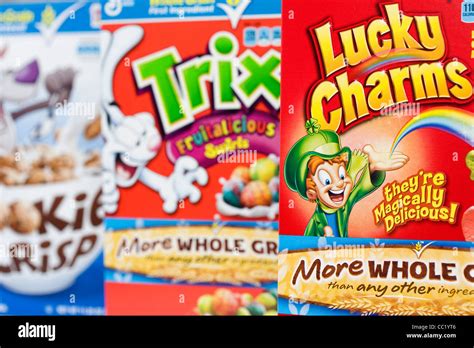 Cookie Crisp Trix And Lucky Charms Breakfast Cereal Stock Photo Alamy