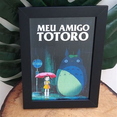 Quadro Decorativo Moldura E Vidro Meu Amigo Totoro Studio Ghibli