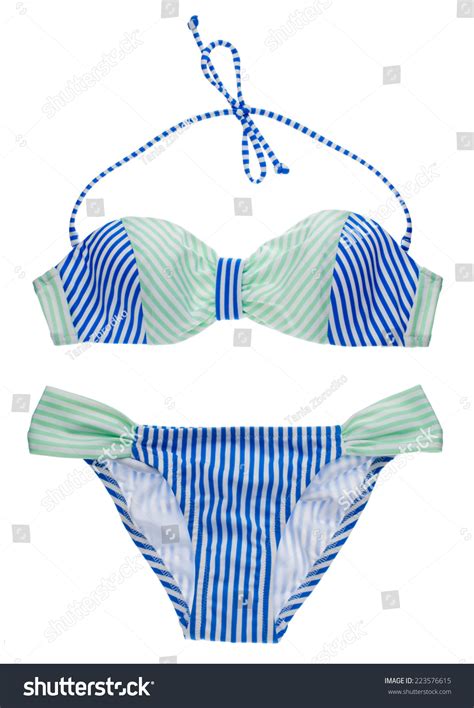 Striped Blue Teal Bikini Set Isolated Stock Photo Shutterstock