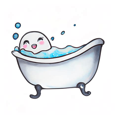 Bathtub Watercolor Cartoon Kawaii Chibi · Creative Fabrica