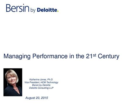 Saba Bersin By Deloitte Performance Management In The 21st Century