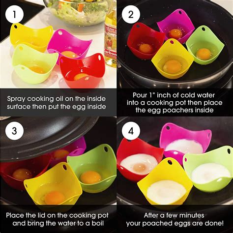 Silicone Egg Poachers Makes Perfect Poached Eggs Use For Microwave Or