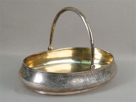 Сухарница, серебро 84 пробы, золочение, гравировка, общий вес 536г ...