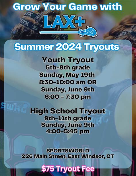 Summer 2024 Tryouts Lax Plus