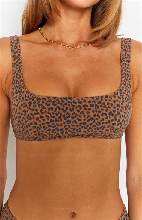 Tan Bikini Brown Bikini Leopard Print Bikini Crop Top Bikini Neon