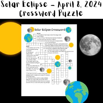 Solar Eclipse 2024 Crossword Puzzle Activity FREEBIE In Solar Eclipse