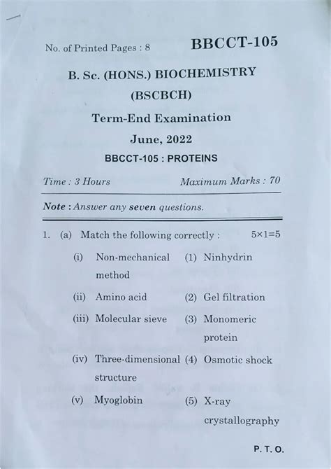 Solution Biochemistry St Year Question Paper Proteins Studypool