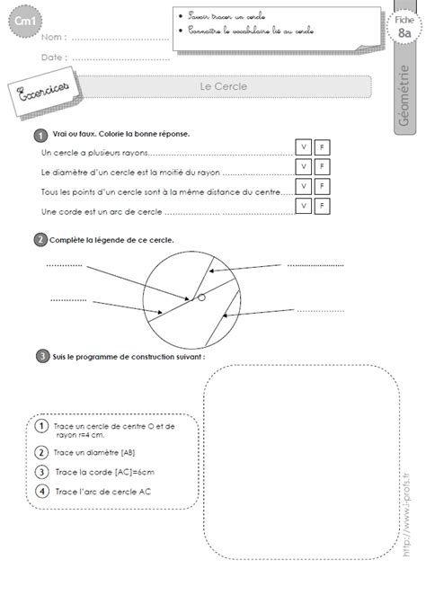 Cm Exercices Le Cercle Construire Un Cercle