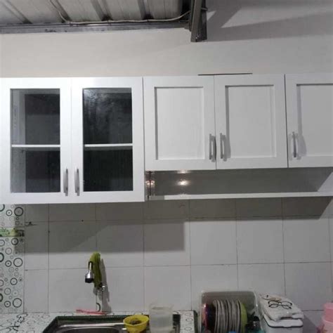 Jual RAK PIRING LEMARI GANTUNG DAPUR KITCHEN SET ATAS 5 PINTU KACA