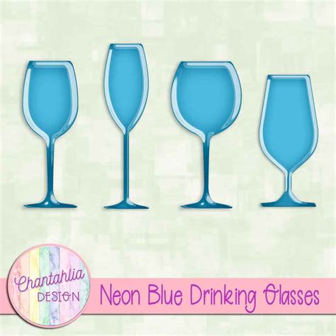 Free Neon Blue Drinking Glasses Design Elements