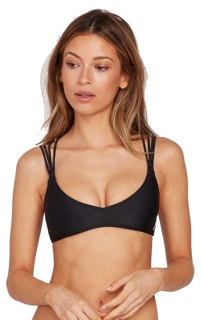 Volcom Simply Solid V Neck Bikini Top Black