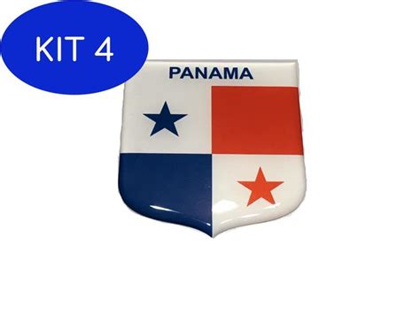 Kit 4 Adesivo resinado em Escudo da bandeira do Panamá Mundo Das