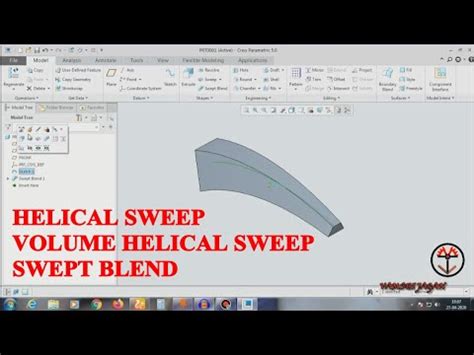 Creo Parametric Swept Blend Helical Sweep And Volume Helical Sweep