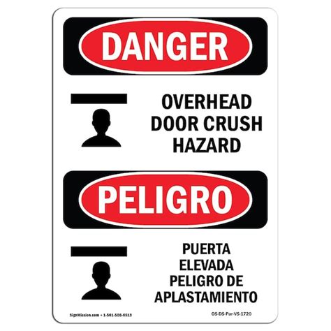 Signmission Safety Sign Osha Danger 18 Height Aluminum Overhead