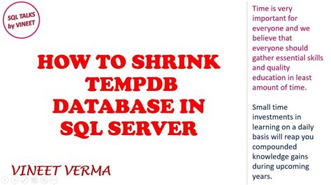 How To Shrink Tempdb Database In Sql Server Sql Server Sql Talks By Vineet Vineet Verma