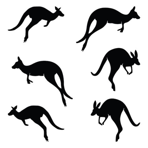 Premium Vector | Kangaroo silhouette jumping Silhouette animal collection