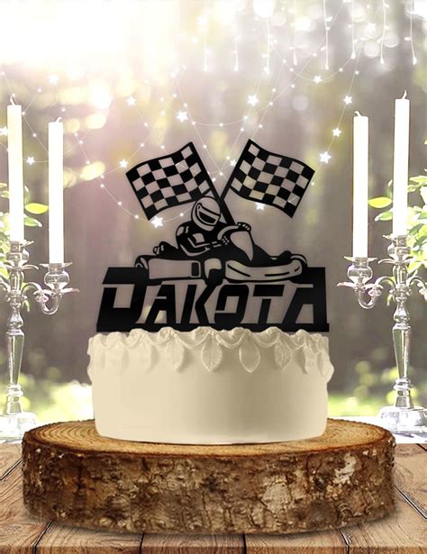 Go Kart Race With Name Personalized Birthday Cake Topper Etsy