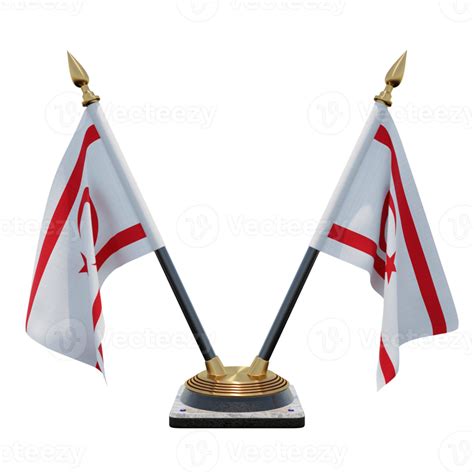 Turkish Republic Of Northern Cyprus 3d Illustration Double V Desk Flag